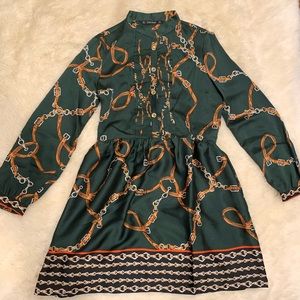 Chain Belt Print Dress